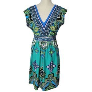 Kiara teal paisley mini dress